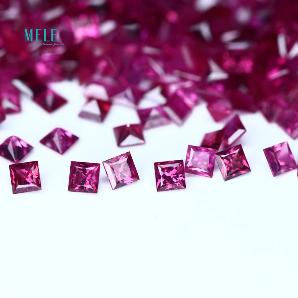Natural Ruby 3mm square Princess Cut bare Stone gemstone Pendant ring high-end jewelry matching stone