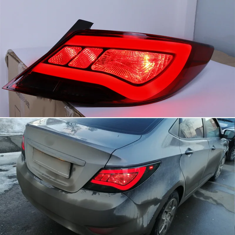 2 шт. автомобильный Стайлинг для hyundai Accent задний светильник s Solaris 2011- светодиодный задний фонарь+ сигнал поворота+ тормоз+ задний светодиодный светильник