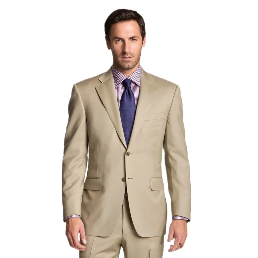 

Custom New Arrival Mens Suits Groomsmen Notch Lapel Groom Tuxedos Khaki Wedding Suits Best Man Suit (Jacket+Pants)