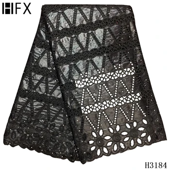 

HFX Black 2020 African Bazin Riche Fabric High Quality Guinea Brocade Jaquard Bazin Brodé Nigerian Lace Fabric for Sewing F3184