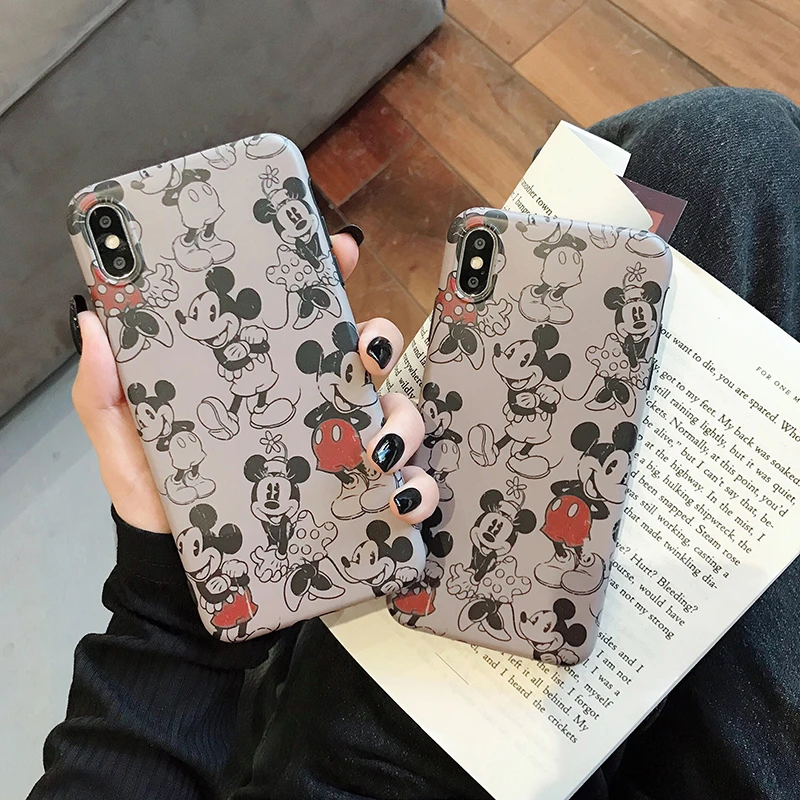 Чехол для телефона для iphone 11Pro XS Max X XR милый мультяшный Микки матовый IMD мягкий полный Чехол для iphone 6 6S 7 8 Plus задний чехол s