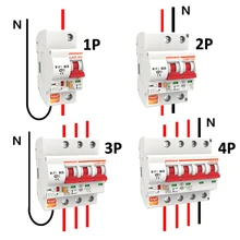 1p/2p/3p/4p wifi interruptor inteligente 16a-125a sobrecarga automático trabalho de curto-circuito com alexa tuya app