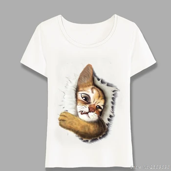 

Super Cute Cartoon Women's Cat Like In The Sock And Shoe Sleep T-Shirt Kitten Lovers Funny Casual Tops Mother Tees Harajuku