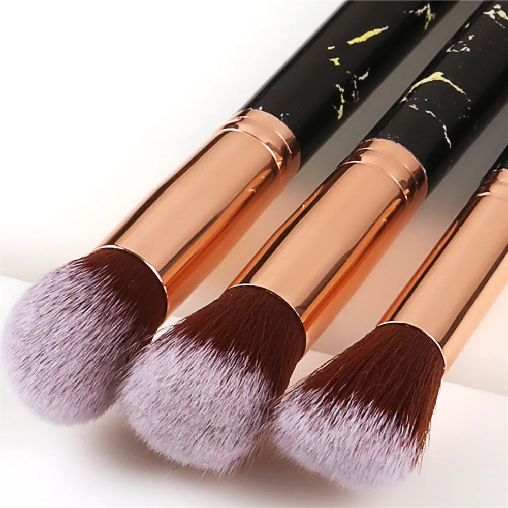 10Pcs Makeup Brushes Set marble handle For Eyebrow Eyeshadow Foundation Concealer Contour Powder eyelash Blending brush T10188