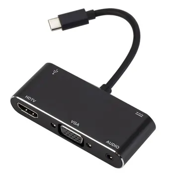 

For Laptop Output Home Type C TO HDMI VGA Stable Charging Port Multifunction Easy Install Converter Dual Interface USB Adapter