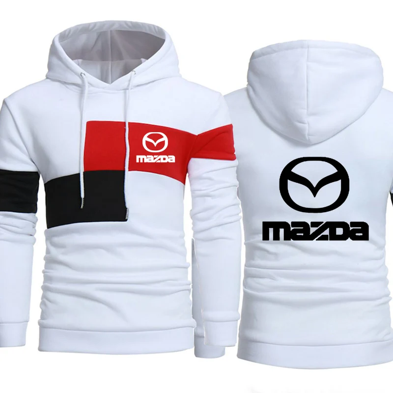 Толстовки мужские толстовки для автомобилей Mazda с принтом логотипа Весна Осень Новые Модные мужские толстовки хип хоп harajuku Повседневная Толстовка из флиса спортивный костюм - Цвет: Белый