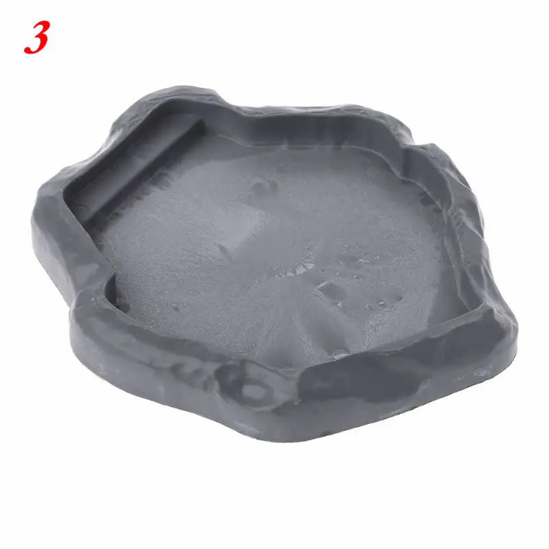 3 Reptile Feeder Food Bowl Fake Rock Water Feeding Dish Turtle Snake Breeding Tray - Цвет: 3