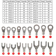 420Pcs/Box 18 In 1 Non-Insulated Terminals Ring Fork U-type Brass Terminals Assortment Kit Cable Wire Connector Crimp Spade Set 420pcs box 18 type cold naked terminal kit non insulated ring fork u type terminals assortment cable wire connector crimp spade