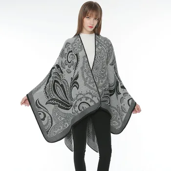 

European and American Women's Acrylic fashion warm comfortable Poncho Shawl Cape Winter Shawl Scarves Female Pashmina Ruana