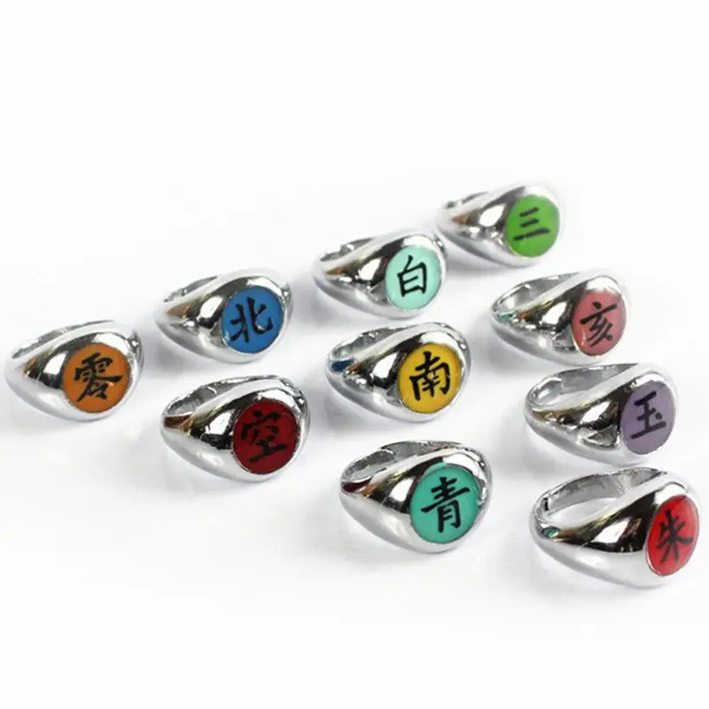NARUTO Anime Akatsuki Pain Uchiha Itachi Orochimaru Series Ring Cosplay Toy 10 Models Accessories Cartoon Style Boy Girl Gift |