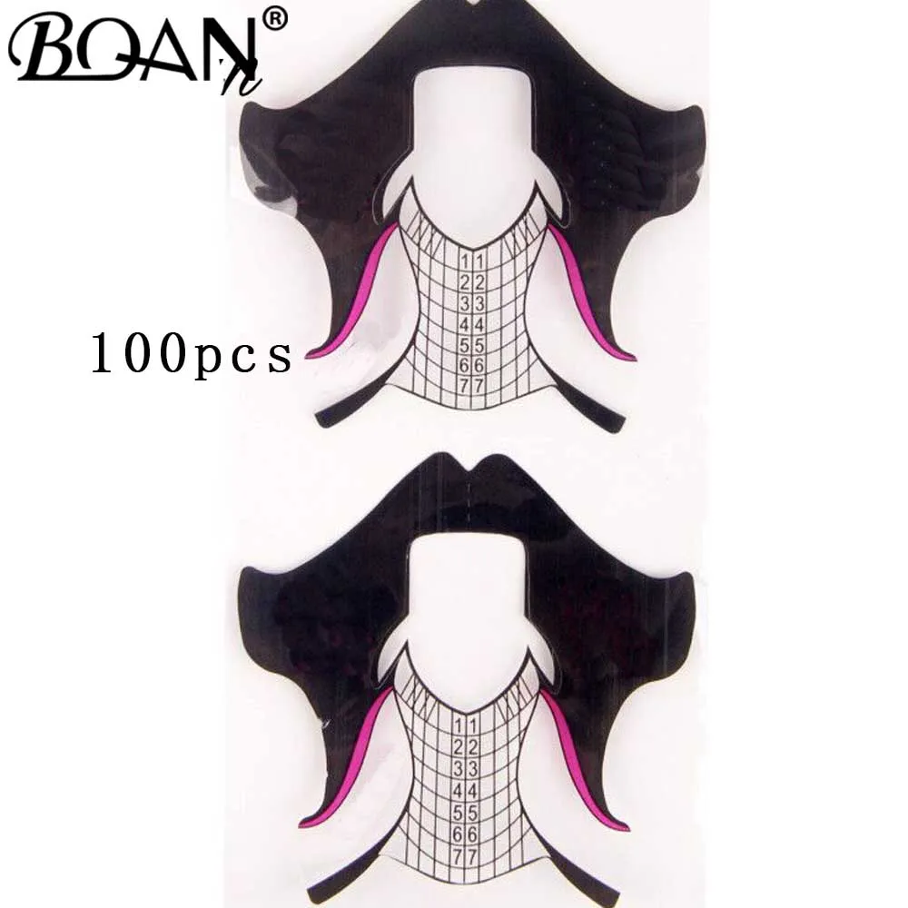 BQAN 50/100/500 шт. дизайн Пластик черные волосы Форма формы для наращивания ногтей советы инструмент для маникюра-моментальный эффект! УФ гель - Цвет: Светло-серый