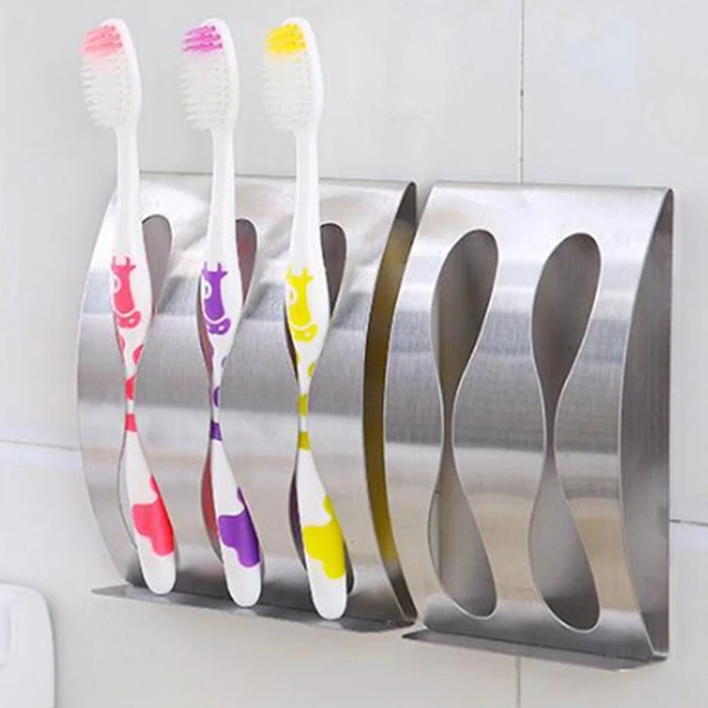 Держатель для зубных щеток из нержавеющей стали для ванной комнаты настенный держатель для зубных щеток самоклеящийся органайзер для зубной щетки