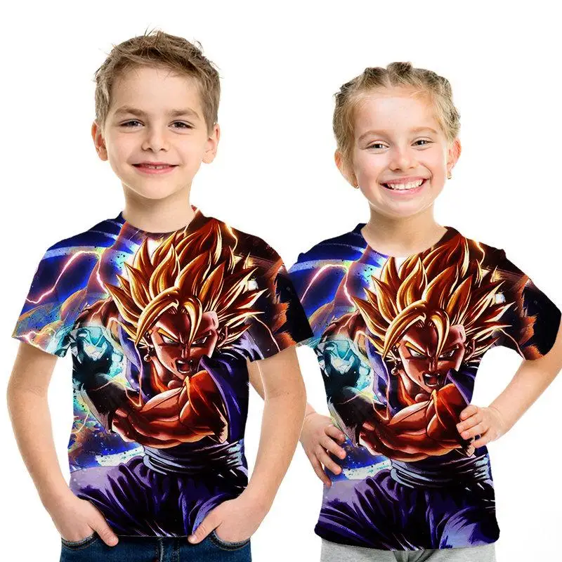 Goku/Vegeta patrn Dragon Ball animacin patrn nios camiseta impresin 3D nios camiseta hombres/nias moda camiseta