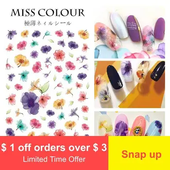 

Adhesive Japanese-Style Watercolor Translucent Blooming Flower Nail Art Novice Stickers Nail Decals