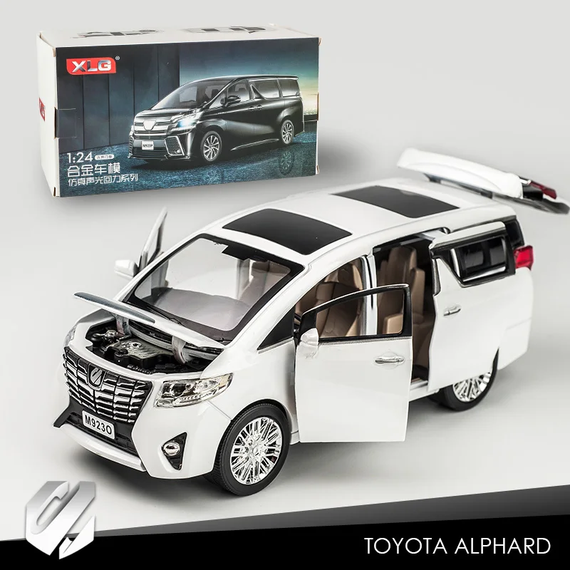 Elegant white Высокая симитация 1:32 Toyota Alphard MPV модель сплава Вытяните назад Модель автомобиля Вытяните назад звуковой светильник Музыка Дети литые игрушки коллекция - Цвет: Elegant white