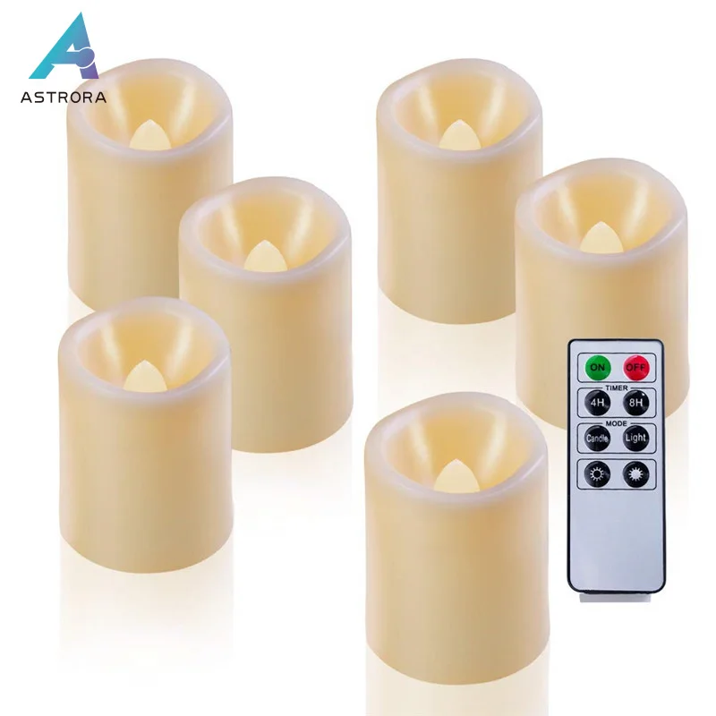 

ASTRORA 6PCS Flameless Melted-Edge LED Votive Candles with Timer(4H/8H Mode) 400+ Hours Battery Candles Warm Glow Light