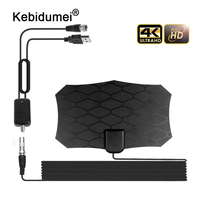 Цифровая ТВ-антенна kebidumei 80 миль 4K HD 3 м кабель с усилителем сигнала | Электроника