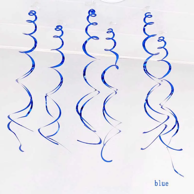 Blue 6 шт. с днем рождения DIY декоративные металлические потолочные Висячие вихри для детского душа Свадебные Хэллоуин День рождения украшения - Цвет: Blue