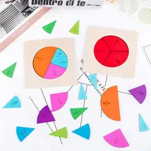 1 Set Kids Fraction Board Wooden Circular Board Mathematics Fraction Division Teaching Aids Education Toy
