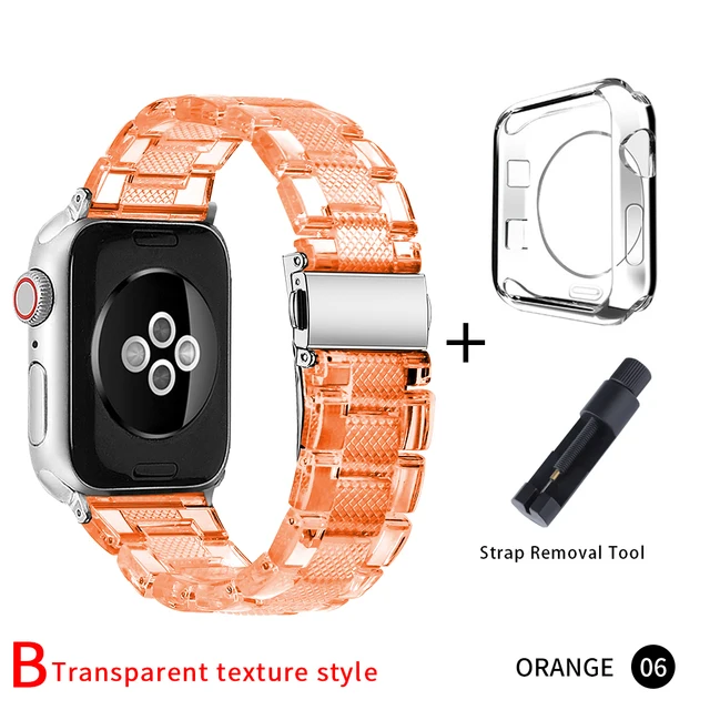 Newest Strap for Apple Watch Band Series SE 7 6543 Transparent for Iwatch bracelet 38 41 45 40mm 42mm 44mm Watchband accessories Orange
