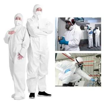 

High Antibacterial Disposable Coveralls Protective Clothing Breathable Hooded Suit with Elastic Cuffs Ankles Hoodie Dustproof