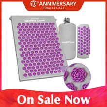 Acupressure massagem esteira travesseiro conjunto yoga esteira para alivia o estresse volta pescoço sciatic dor relaxamento liberação de tensão com saco livre(China)