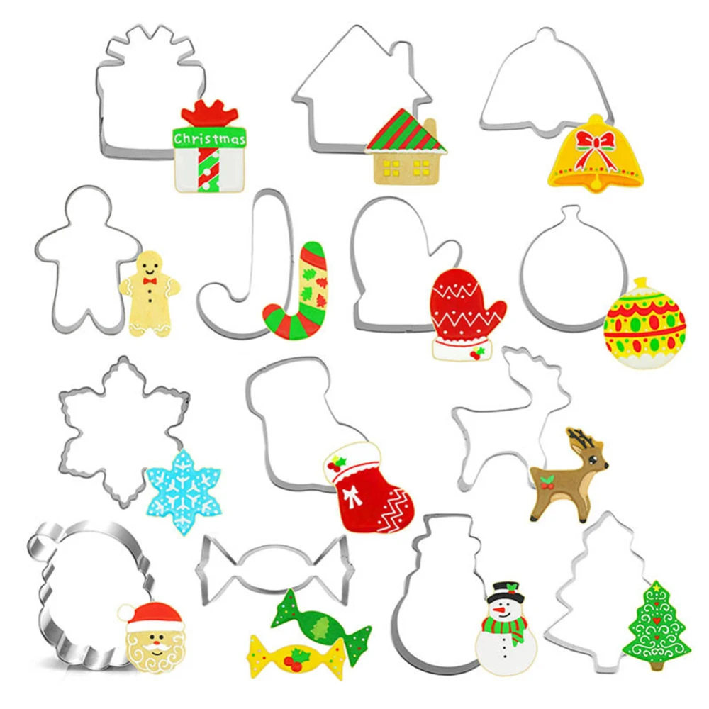 

6/8/14pcs Christmas Day DIY Biscuit Mould 3D Pastry Cookie Sandwich Cutters new