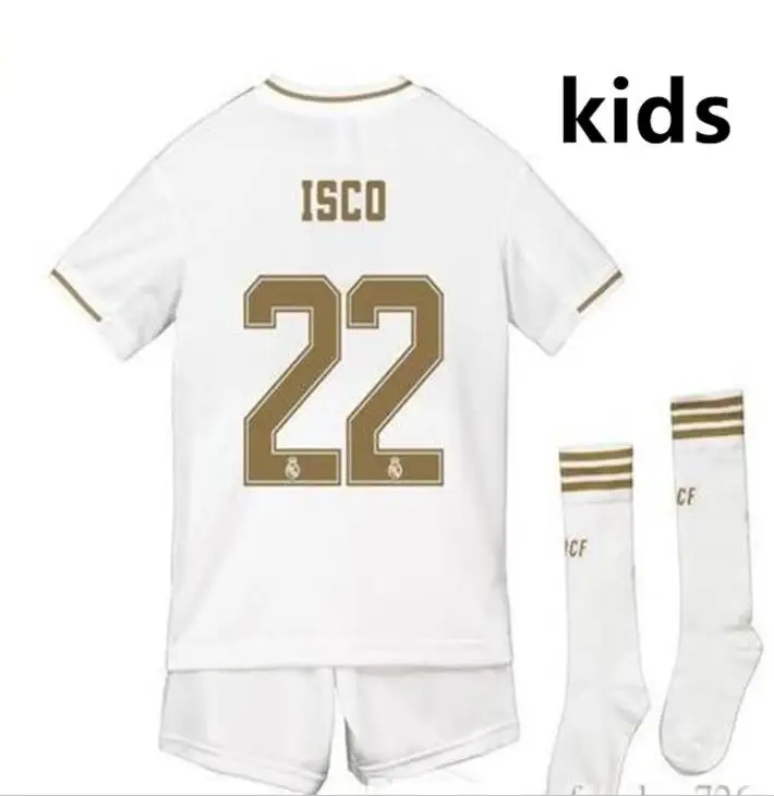 Real Madrides/детская трикотажная одежда,, Real Madrides, Детский комплект+ носки, Футбольная Футболка, домашняя одежда, 3RD Hazard 19 20, Детская футбольная рубашка - Цвет: kids
