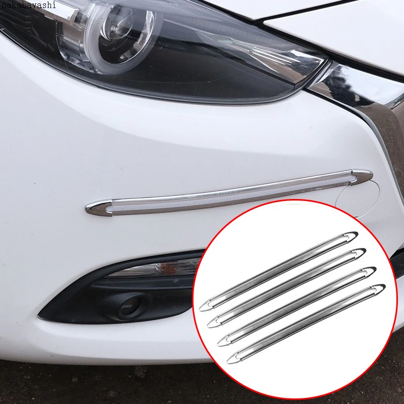 

4pcs Car Bumper Anti Collision Protector Strip Bar Universal Auto SUV Front Rear Bumper Corner Anti-Scratch Guard Chrome Sticker