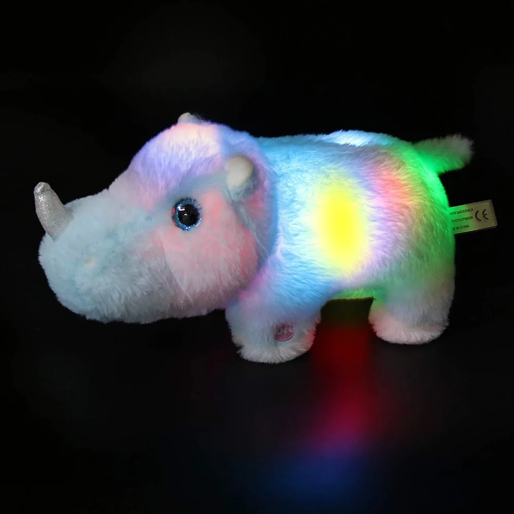 Светодиодный плюшевый игрушечная лампа Rhinoceros со светящийся ночник, светящийся в темноте, интерактивный подарок для детей