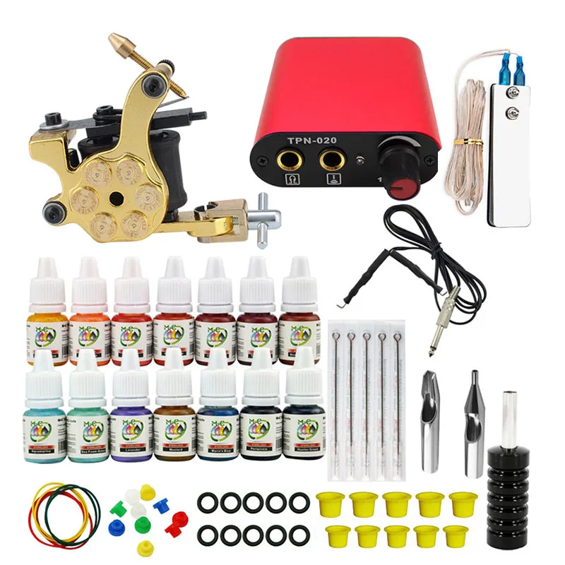 

Professional Tattoo Kit Set One Tattoo Machine Pen Power Ink Sets Needles Accessories