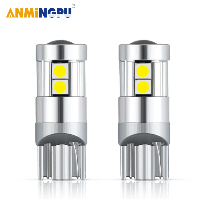 

ANMINGPU 2X Signal Lamp Led T10 W5W 3030 9SMD Super Bright W5W Led Canbus Interior Wedge Lights License Plate Light White 12V
