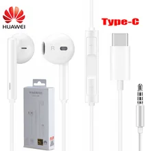 Huawei fone de ouvido cm33 usb tipo-c/am116 3.5mm no ouvido com fio microfone controle de volume fone de ouvido para huawei companheiro 10 pro p20 por p30 pro