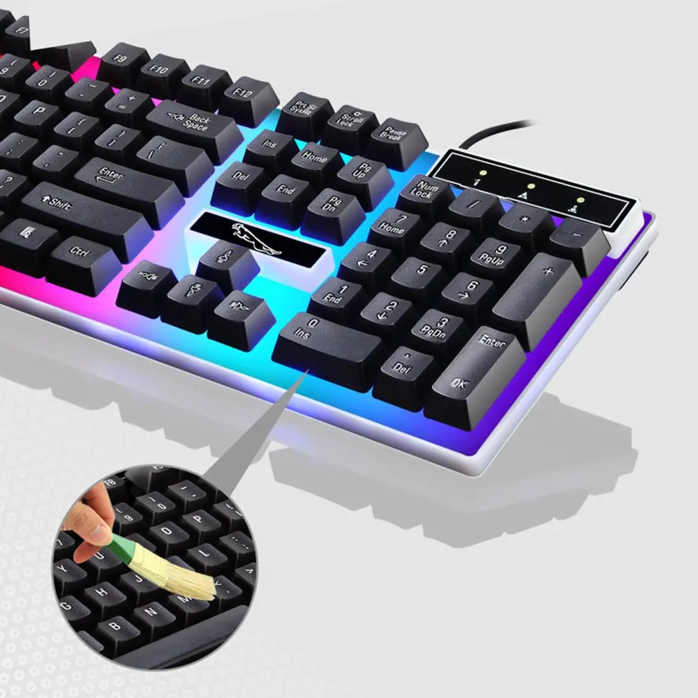 Игровая светящаяся проводная USB мышь и клавиатура с радужной подсветкой