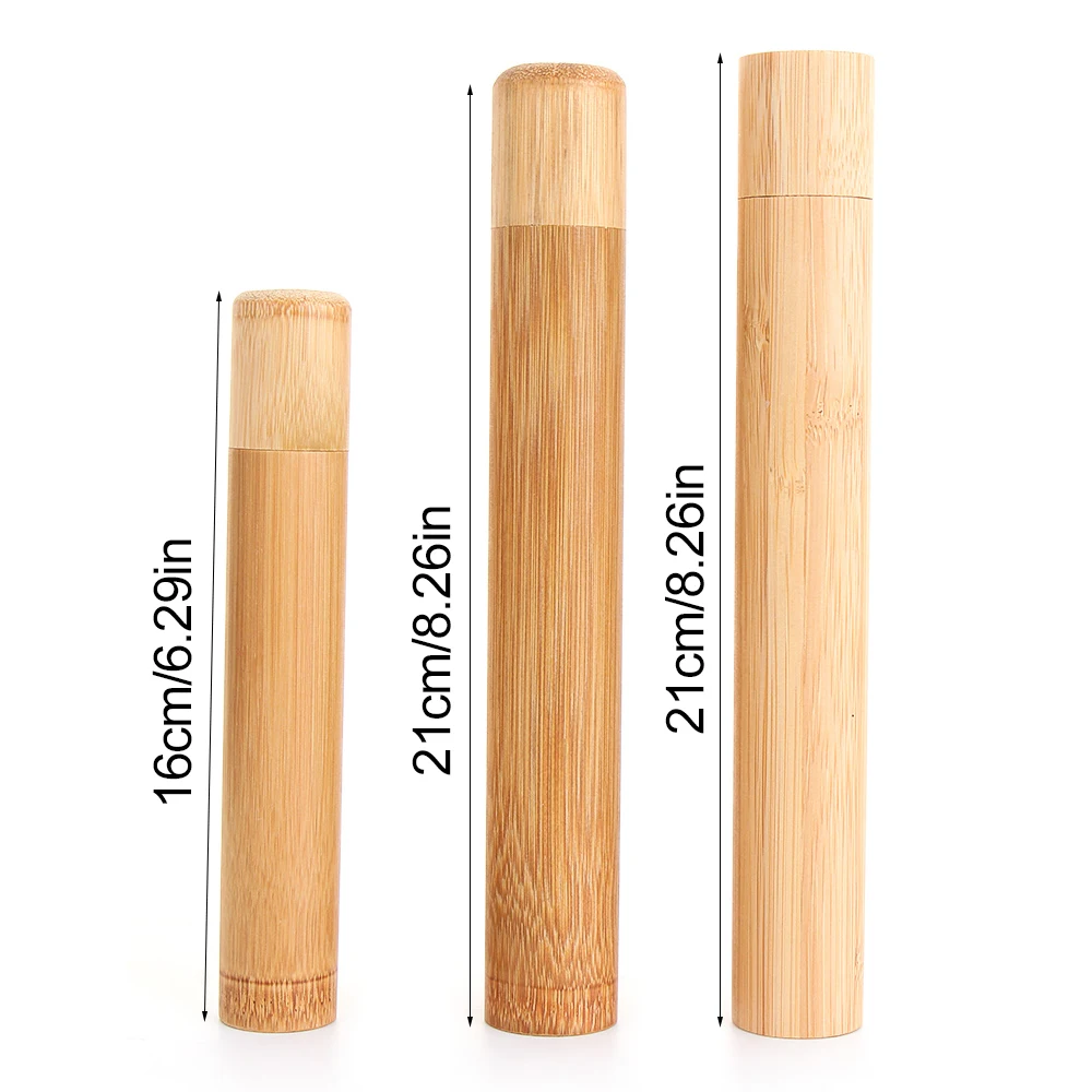 1PC Natural Bamboo Tube Eco-Friendly Toothbrush Case 21cm for Adult Health Oral Hygiene Travel Portable Toothbrush Holder 6