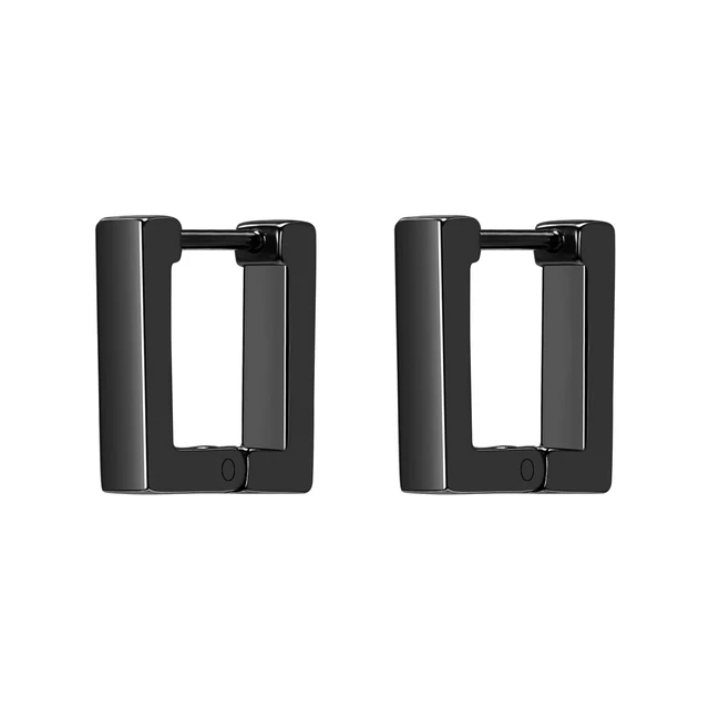 Stainless Steel Hoop Earrings for Women Men Black Rose Gold Plated Circle Round Earring Geometric Classic Cartilage Earrings EH700 Black