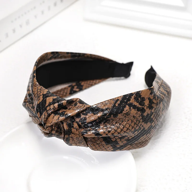 C759 brown knot Модные ободки для волос из искусственной кожи с узором «крокодиловая кожа» для женщин, заколки для волос, обруч для волос, аксессуары для волос для девочек, opaska do wlosow - Цвет: C759 brown knot