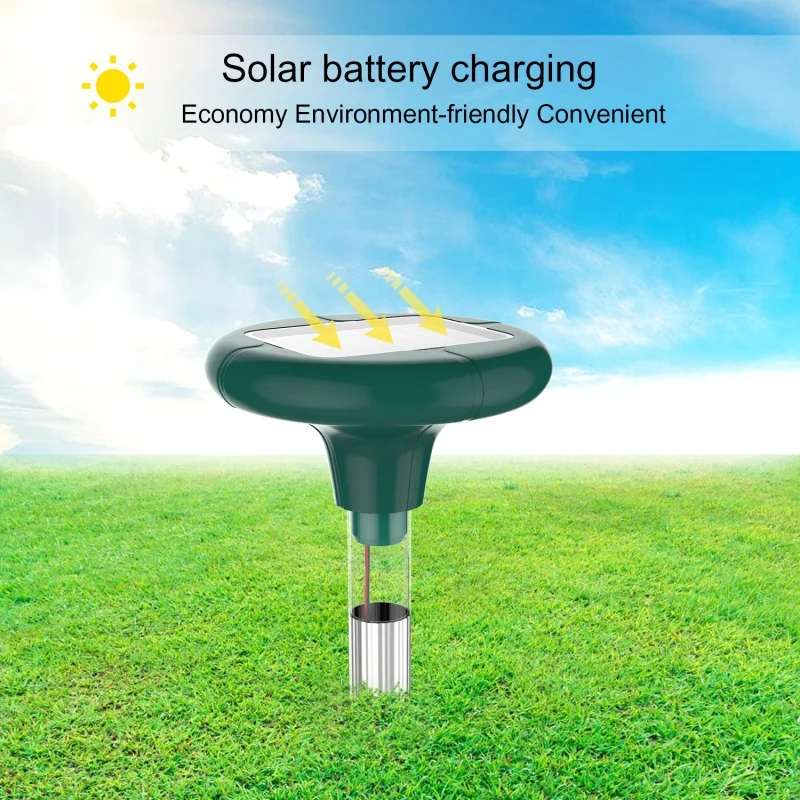 2pcs loaded Snake&mouse Repellent Solar energy Scares away Moles/Voles/Gophers and Rats With LED tube useful for garden
