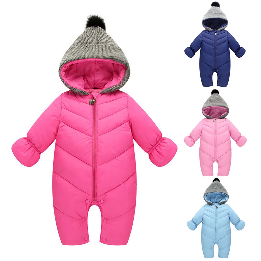 Комбинезон для новорожденных; комбинезон с капюшоном для маленьких мальчиков; длинные зимние комбинезоны для маленьких девочек; хлопковый комбинезон; плотная теплая одежда; Wy4