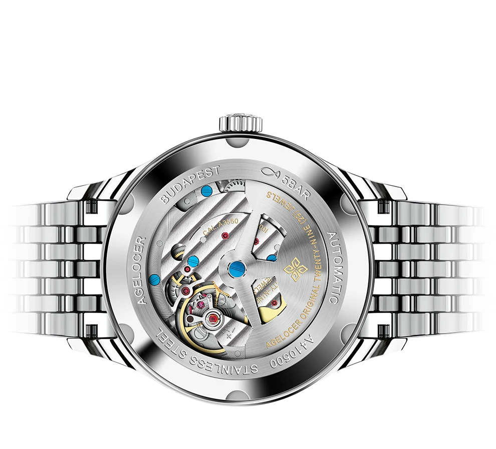 Agelocer дизайн швейцарский бренд Роскошные мужские часы автоматические часы мужские из нержавеющей стали водонепроницаемые деловые механические наручные часы