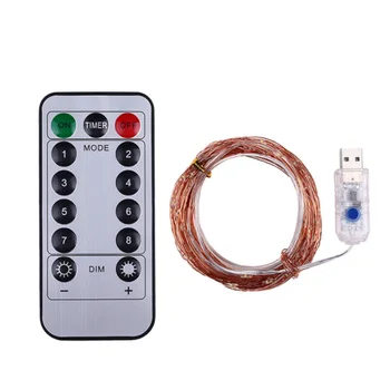

Christmas light 5/10m Waterproof Remote Control Fairy Lights Battery USB Operated Decoration 8Mode Timer LED String Copper Wire