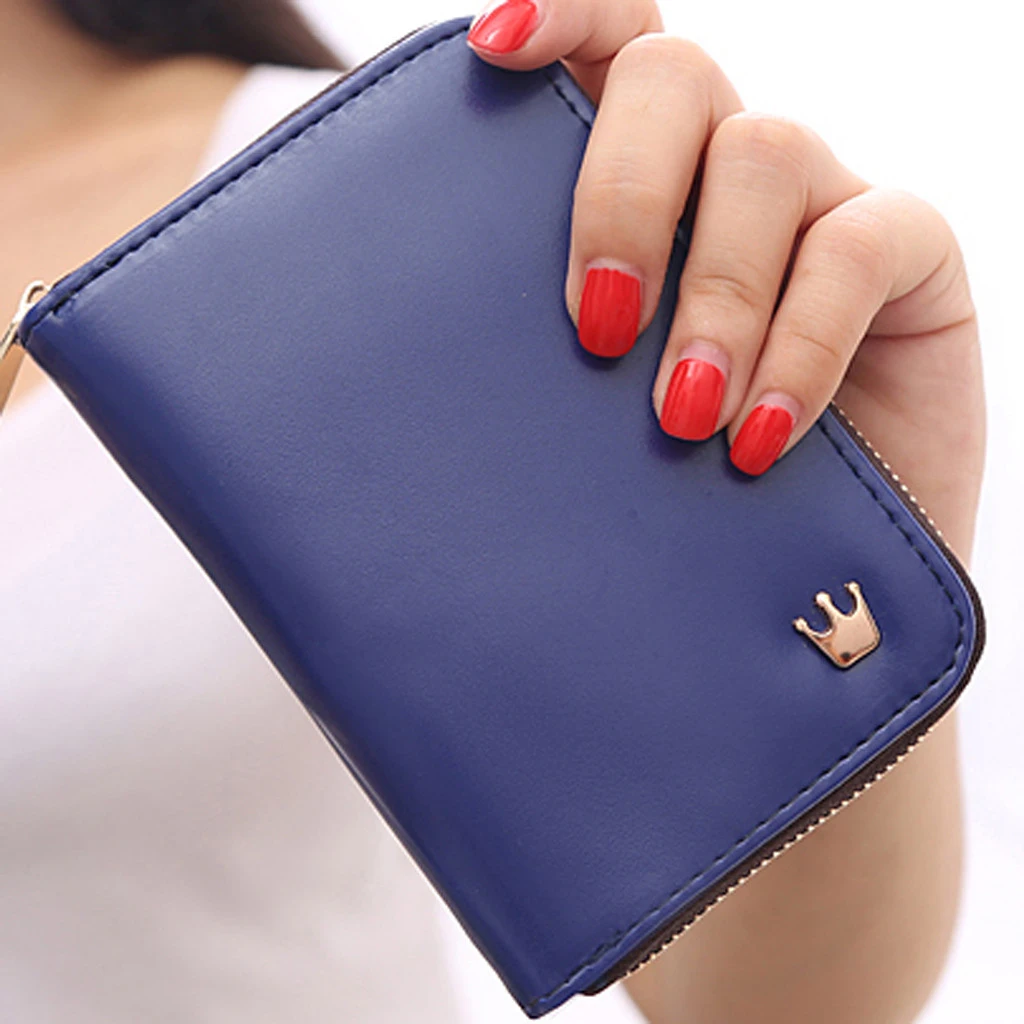 Women Coin Purse Small Bag Wallet Change Zipper Crown Decorated Money Bags Children Wallets Leather Key Holder Carteira 813