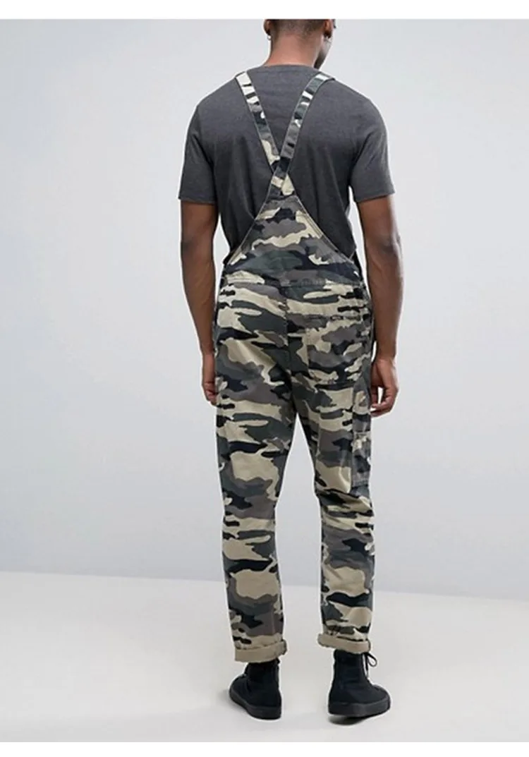Men's Camouflage Jumpsuit Pants Bib Overalls Tracksuit Camouflage Print Jeans Tracksuit Work Uniform Summer Sleeveless Overalls (4)