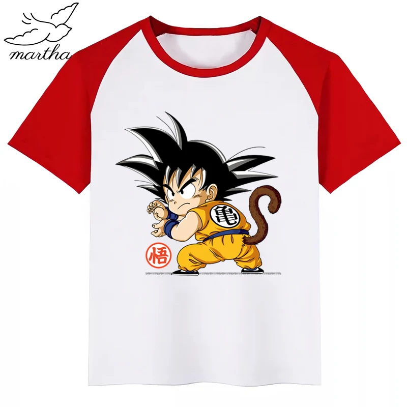 Новая детская футболка с рисунком дракона из мультфильма Z Goku, Детская футболка с японским аниме забавная одежда для малышей Детская летняя футболка