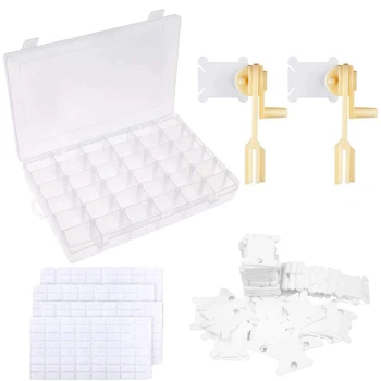 

200 Floss Bobbins Embroidery Floss Winder with 4 Sheet Blank Stickers for Cross Stitch Threads Craft DIY Sewing Storage