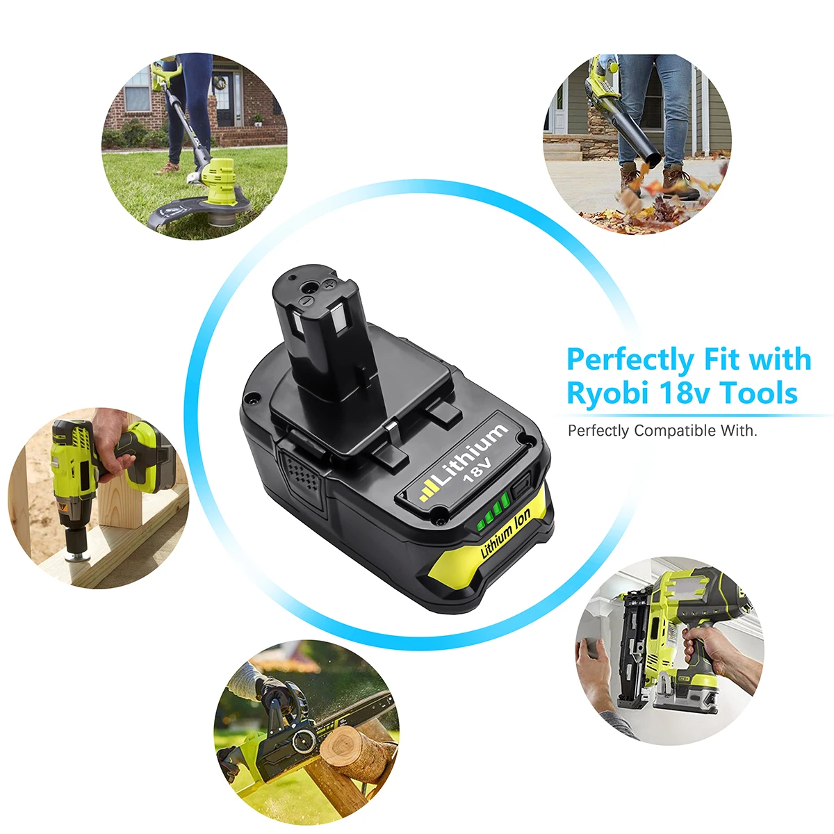 Powtree для Ryobi 4000mAH 6000mAh 18V P108 литий-ионная аккумуляторная батарея для электроинструментов RB18L40 P107 P104 BIW180