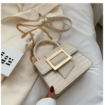 

Small Falp Handbag Women 2020 Trend Vintage Brand Belt Lock Design Solid PU Leather Shoulder Messenger Bag Chain Crossbody Bags