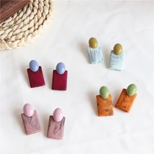 AOMU ретро простые матовые контрастные цвета текстуры Серьги-гвоздики с рисунком для женщин рождественские подарки вечерние ювелирные изделия Brincos Серьги