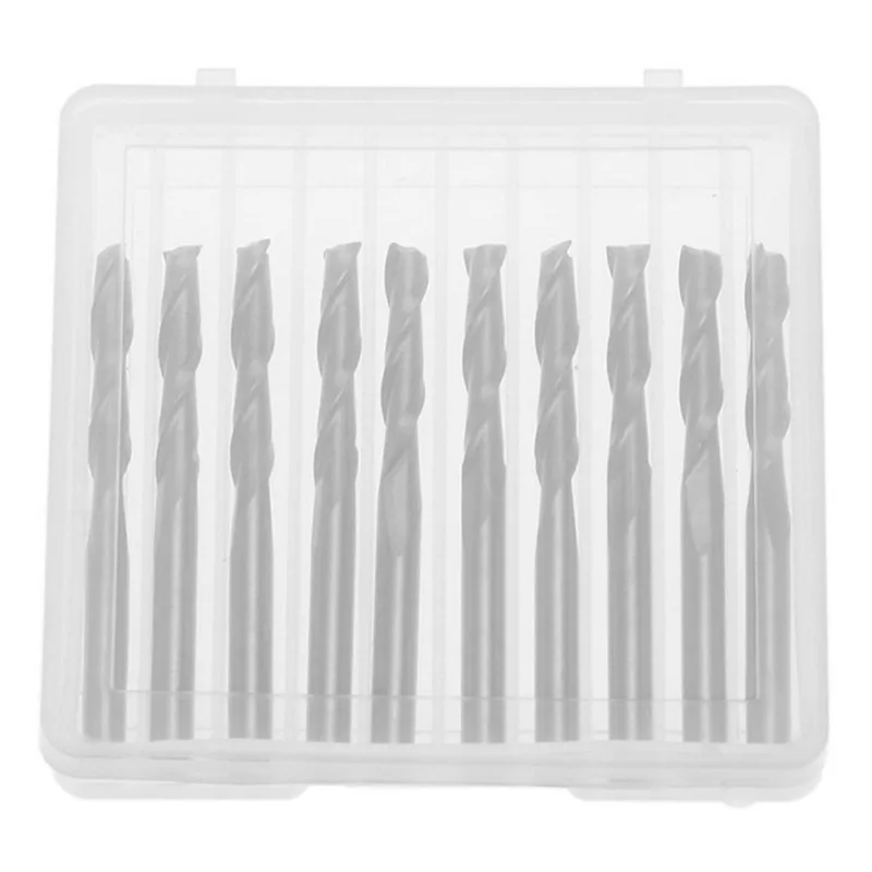 

10pcs Carbide Spiral End Mill 1/8 Shank 2 Flute Milling Cutter For 3D Sculpture