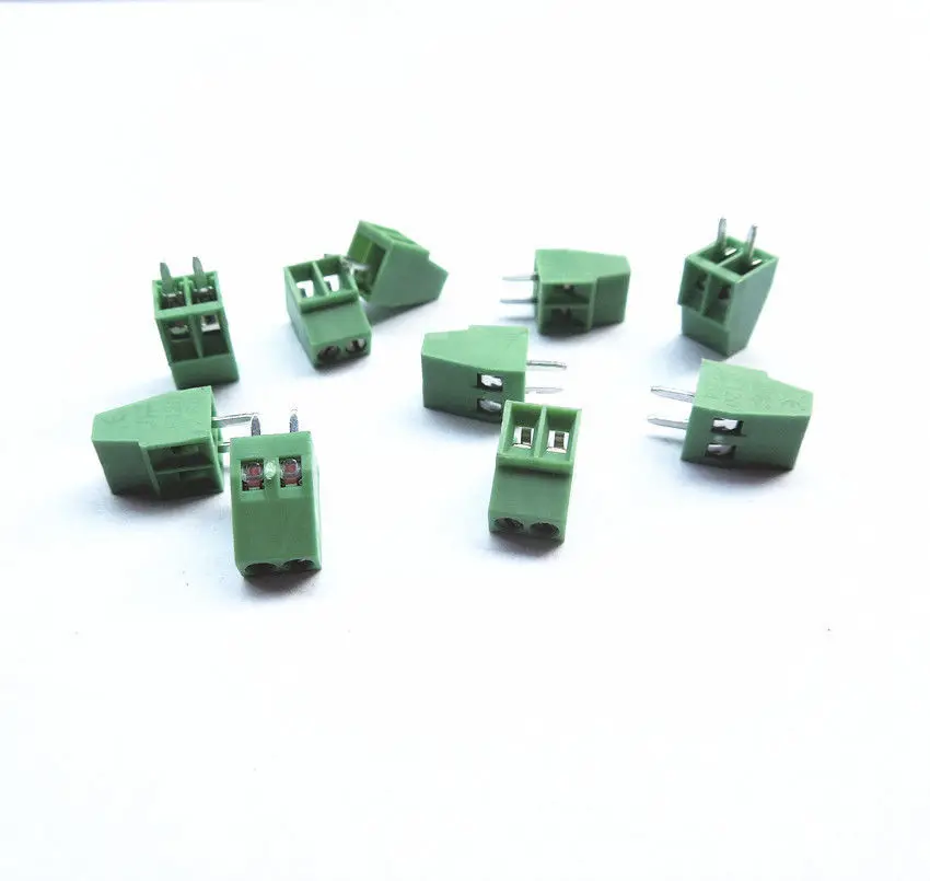 50 шт. 2 полюса/2 Pin 2,54 мм/0," шаг PCB Универсальный винтовой клеммный блок разъем